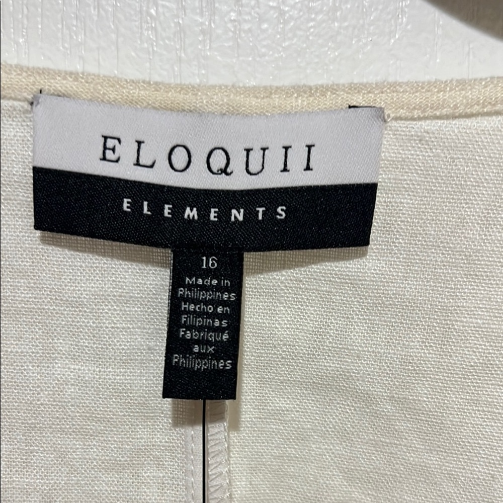 Eloquii Cream Wrap Blouse with Tie Front - Picture 2 of 6